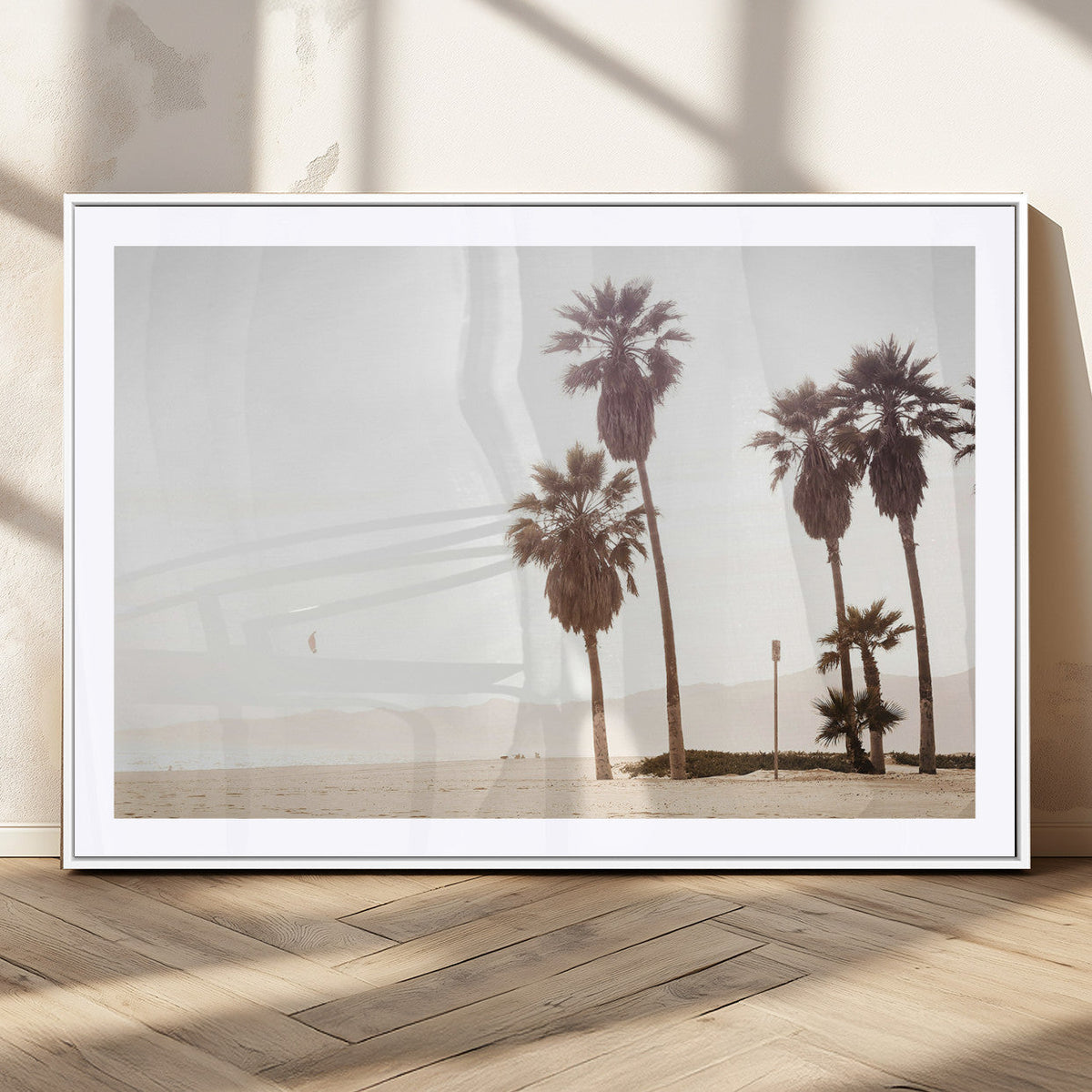 Coastal Light Wall Art Canvas Print, Framed Relaxing Shoreline Art, Minimalist Ocean Tropical Decor