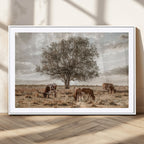 Texas Longhorn Cattle Wall Art, Rustic Western Ranch Canvas