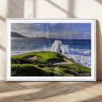 Ocean Waves Crashing Wall Art Canvas Print, Dramatic Rocky Coastline Near a Golf Course