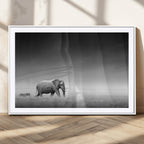 Elephant and Zebra Wall Art Canvas Print, Modern Artwork