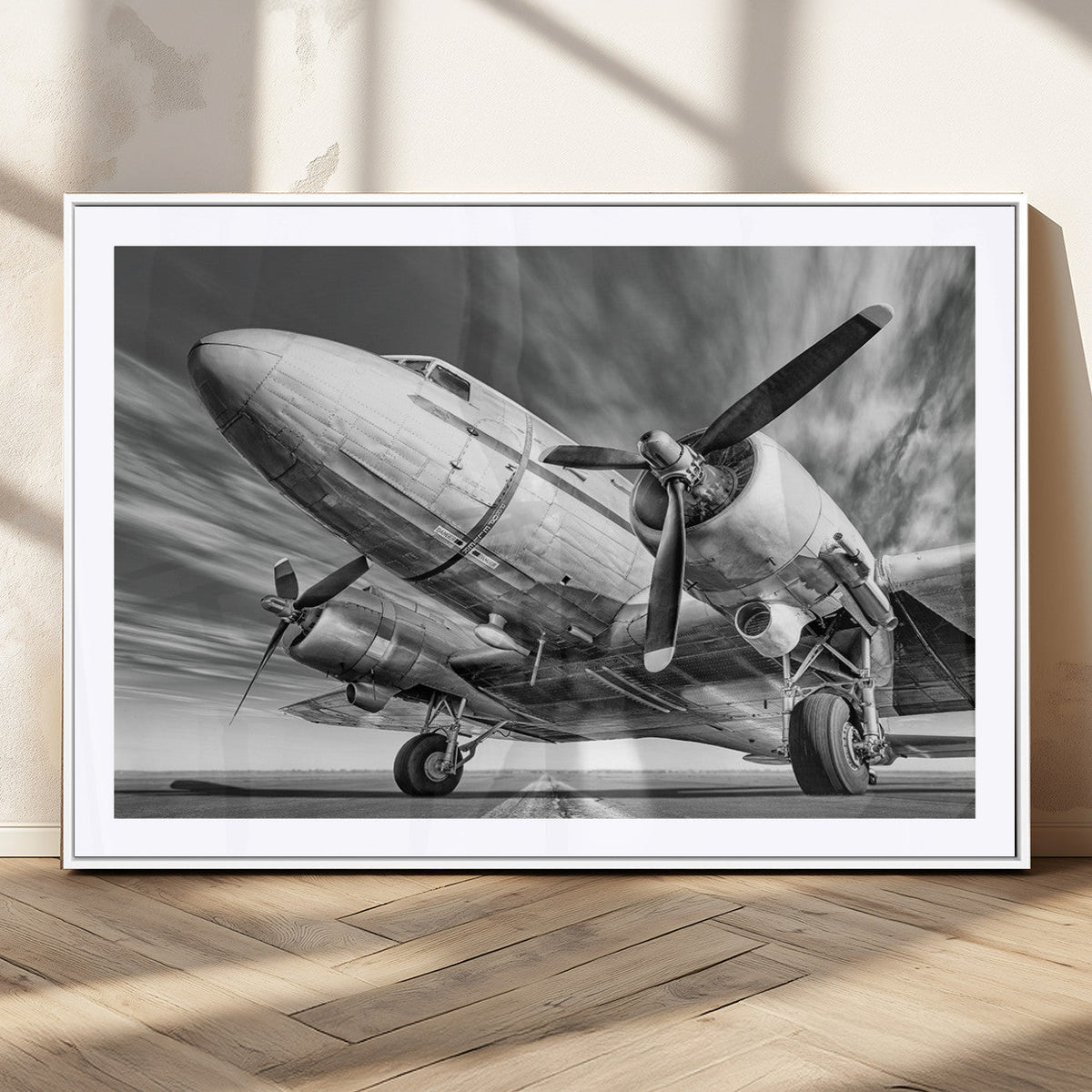 Vintage Airplane on Runway Canvas Print