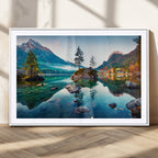 Crystal Clear Lake Wall Art | Mountains Wall Art Canvas | 3 Panel Landscape