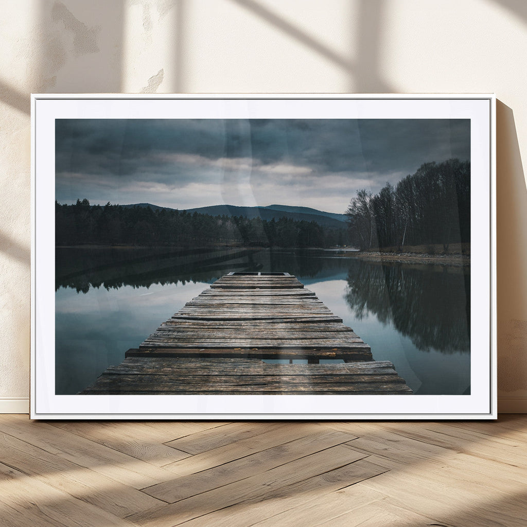 Wooden Bridge Near Lake Wall Art Canvas Print