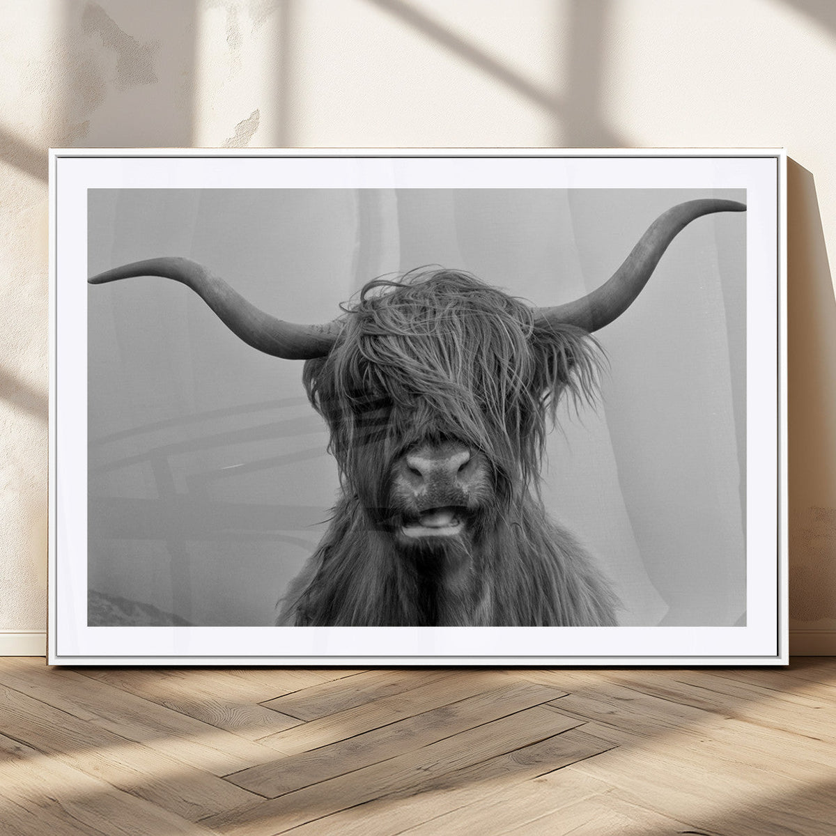 Texas Cow Wall Art Canvas, Texas Longhorn Cattle Canvas Print