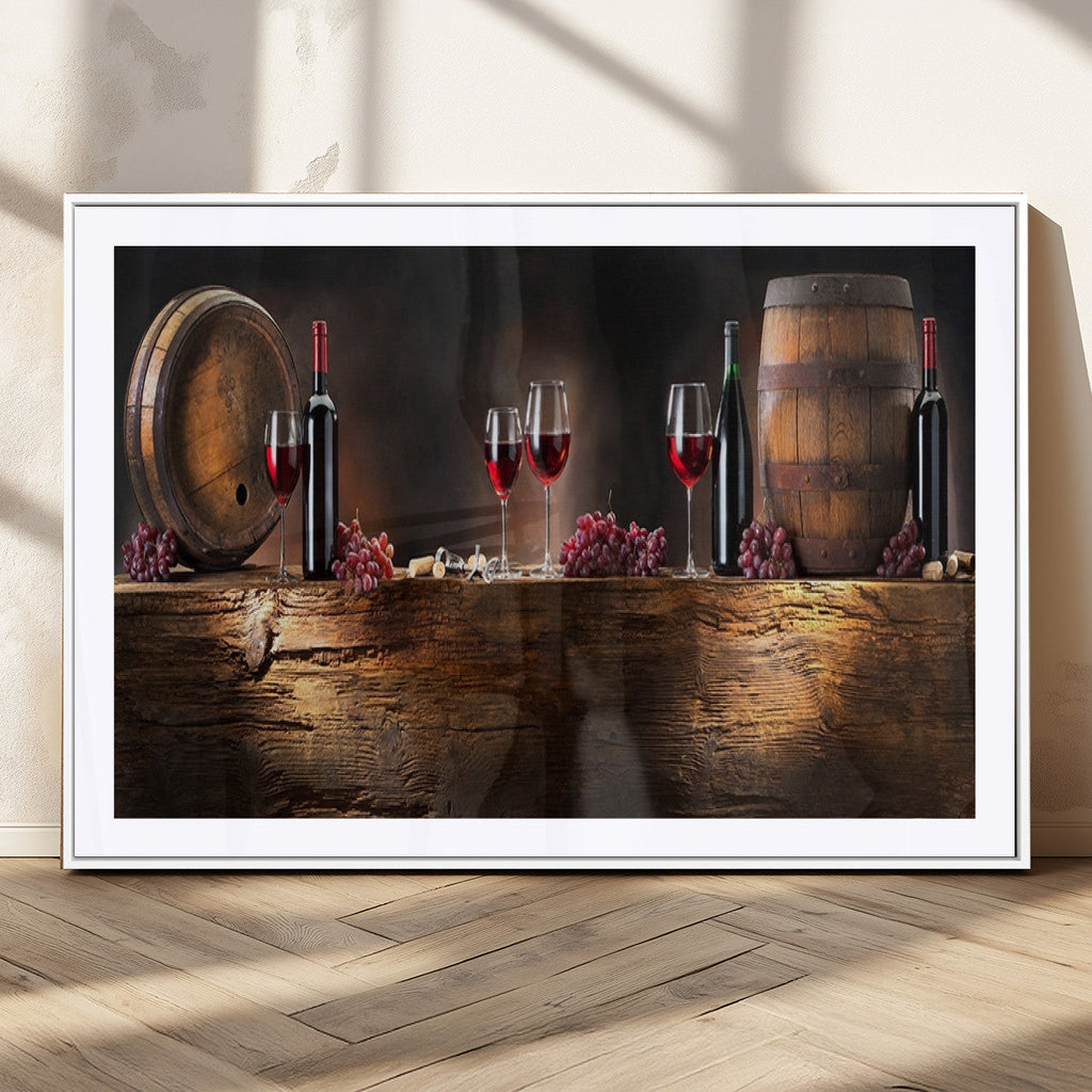 Wine and Barrels Wall Art Canvas Print