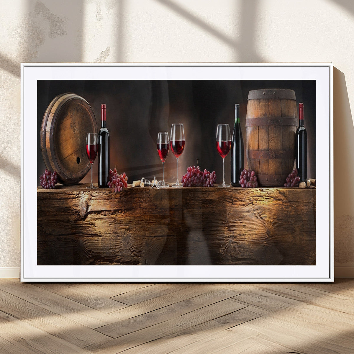 Wine and Barrels Wall Art Canvas Print