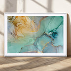 Green Marble Fluid Effect Abstract Canvas Wall Art Print
