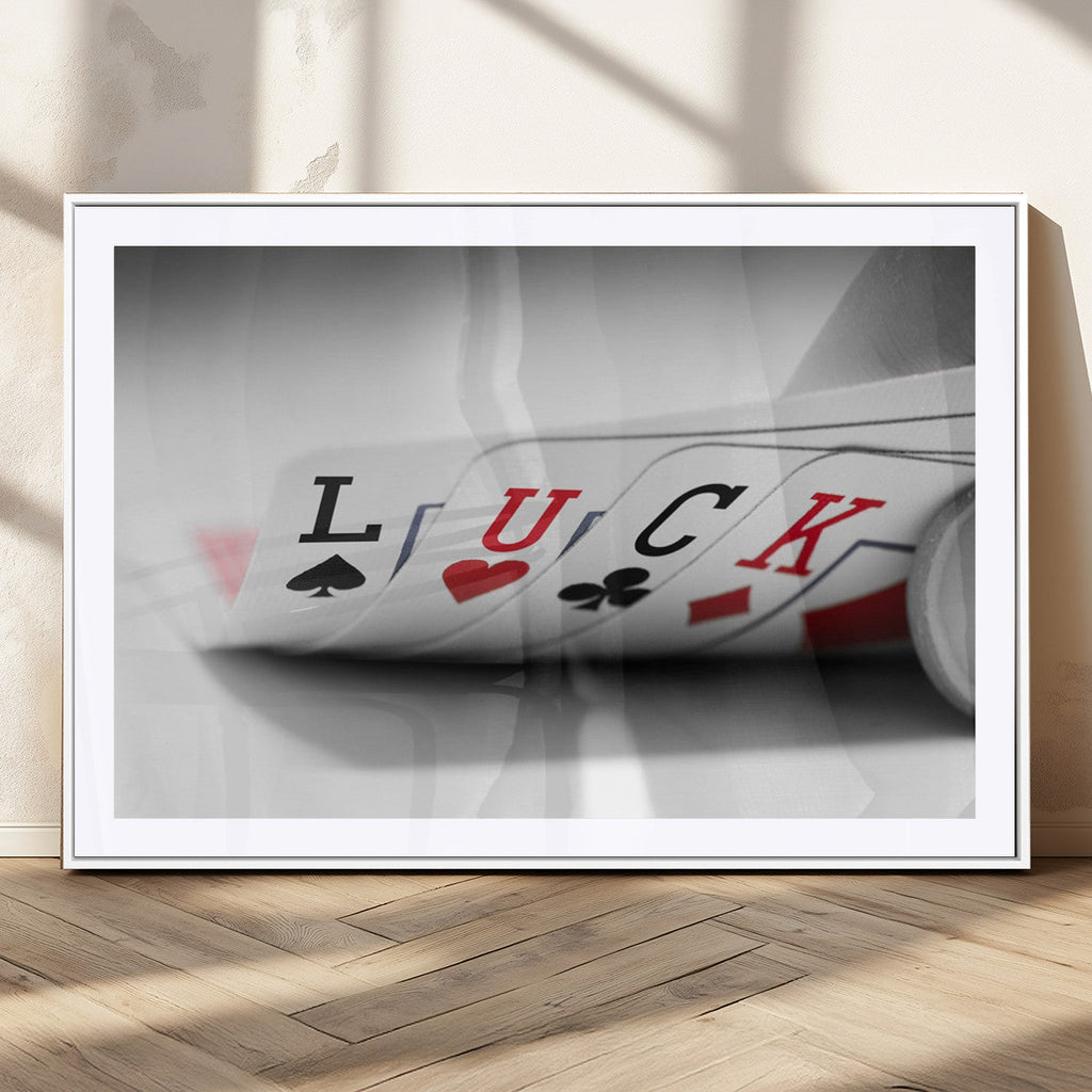 Framed Lucky Poker Cards Canvas | Modern Triptych Wall Art for Game Rooms