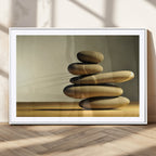 Fluvial Zen Stones Canvas Wall Art Print