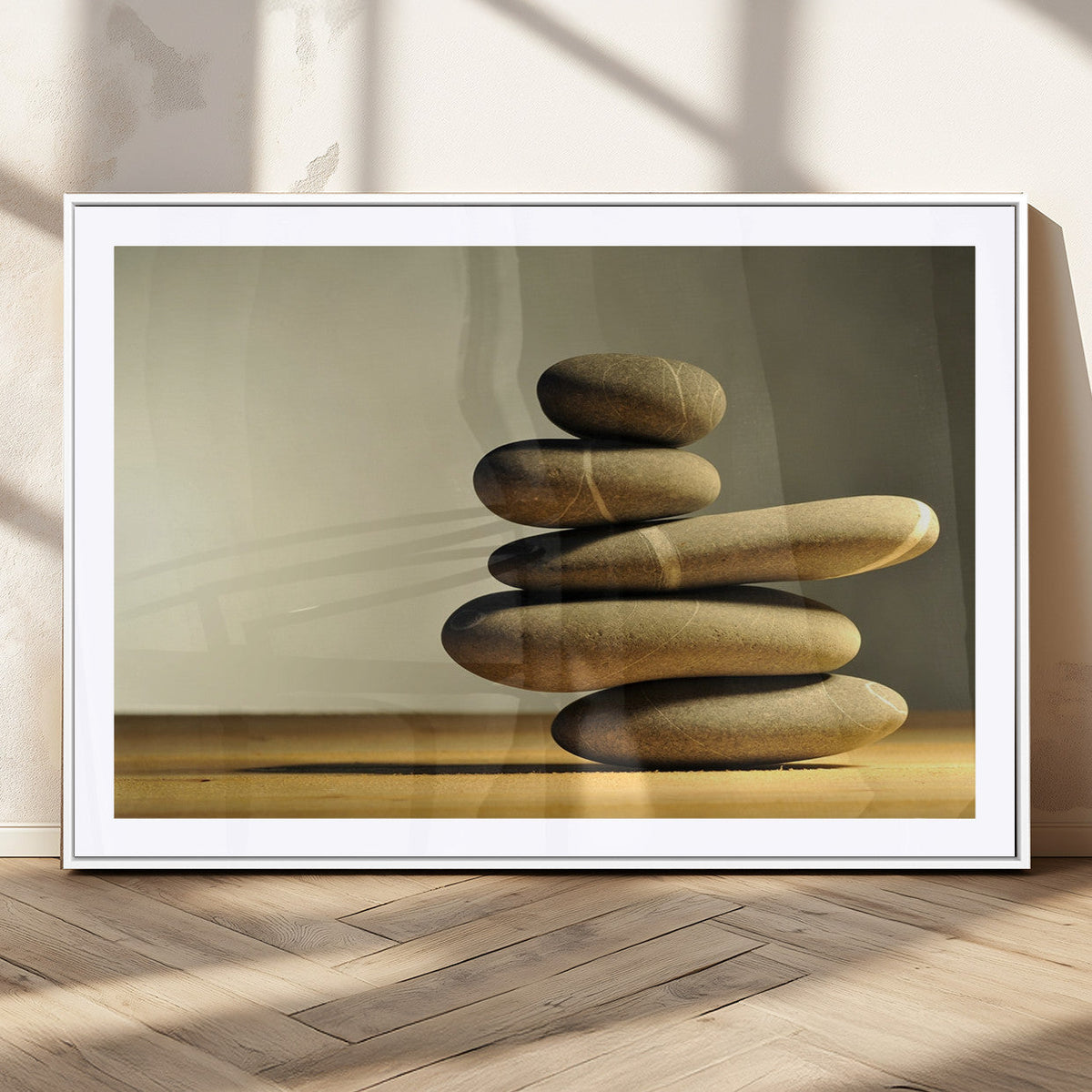 Fluvial Zen Stones Canvas Wall Art Print