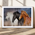 Animal Wall Art Three Horses Farmhouse Art Canvas Print