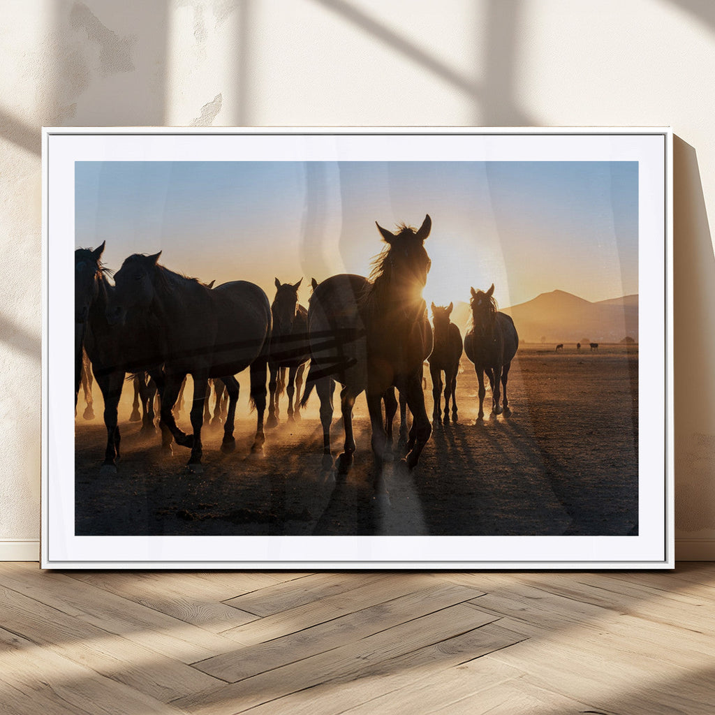 Horse Herd Wall Art Animal Canvas Print