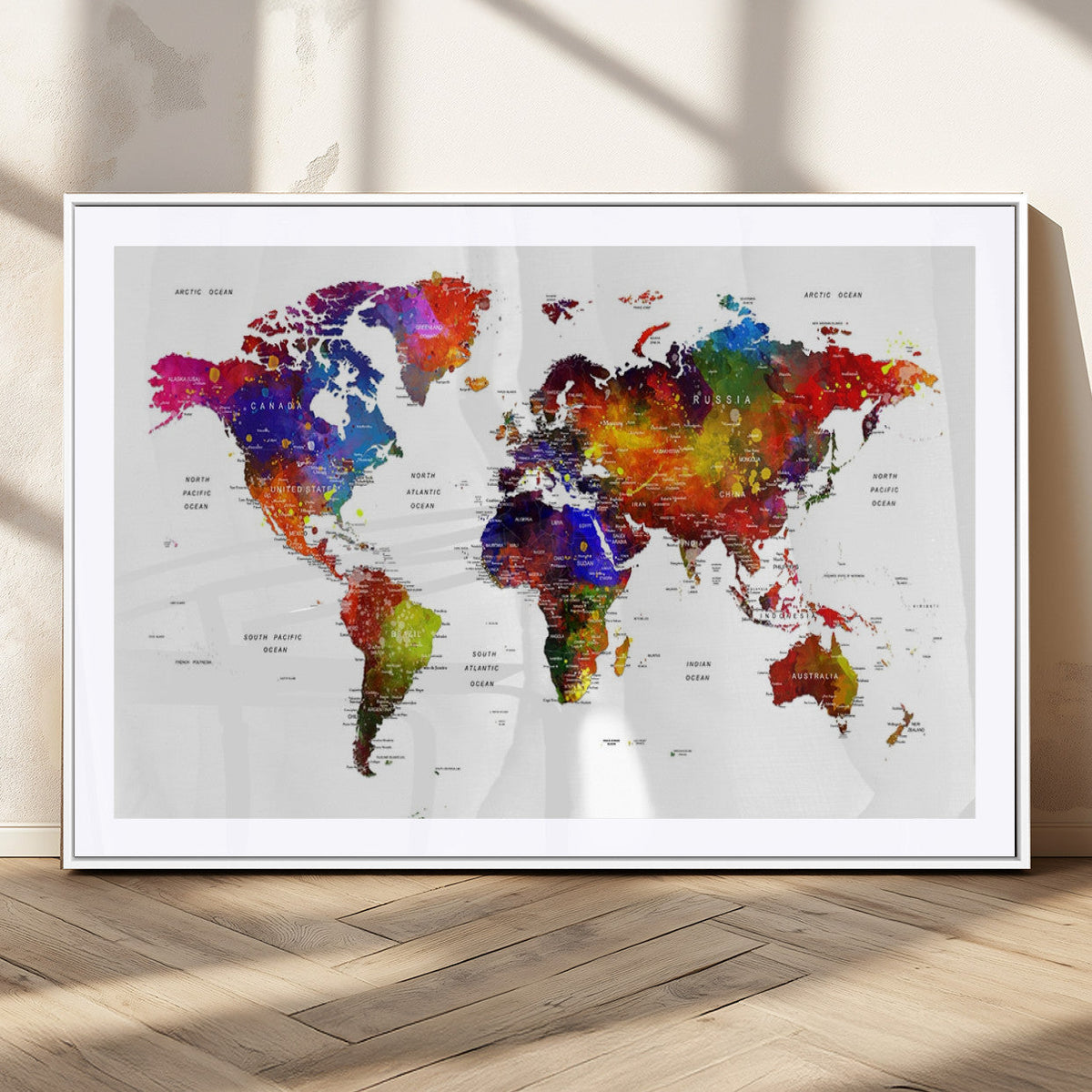 World Map Canvas Print | Detailed Map of the World Wall Art
