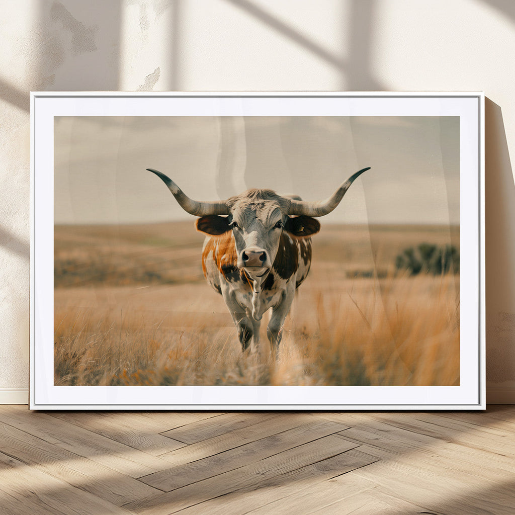 Texas Cow Wall Art Canvas Print for Farm House Wall Decor