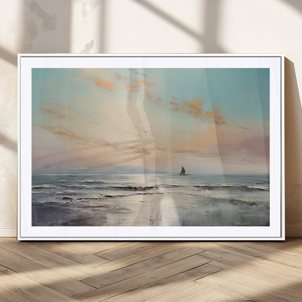 Abstract Ocean Wall Art, Boat Wall Art Canvas Print