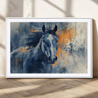 Abstract Blue Horse Wall Art Print Canvas | Western Horse Wall Art for Farmhouse Decor