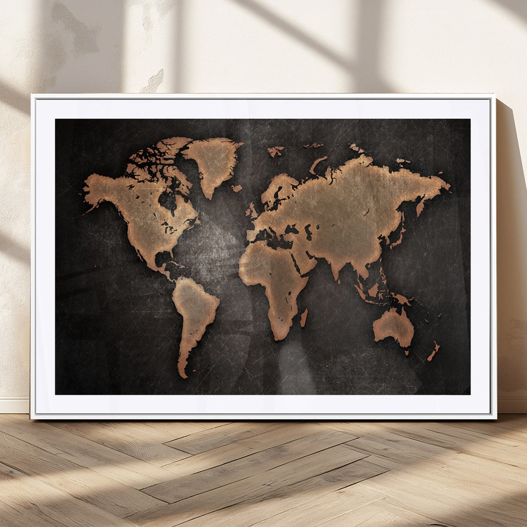 World Map Canvas Print | Framed Travel Map Wall Art for Couples