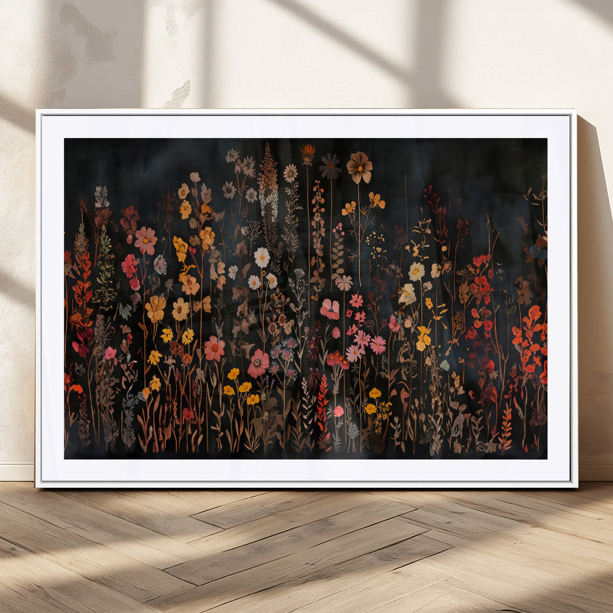 Large Floral Painting Print Illustration Flowers Canvas Wall Art
