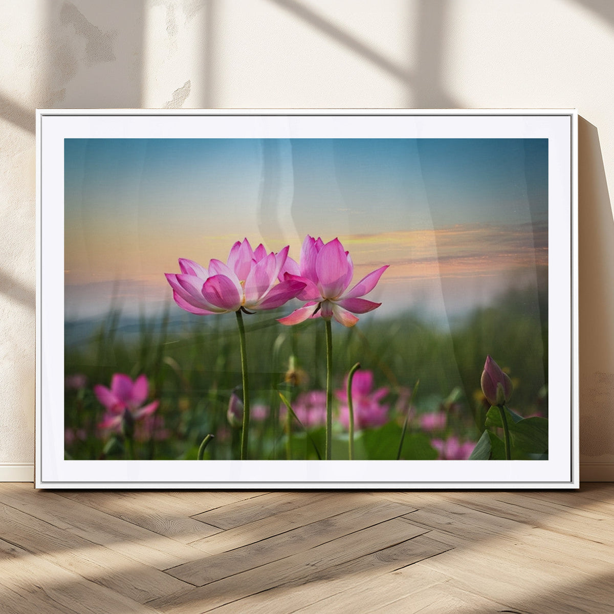Pink Flower on the Mountain Canvas Print, Framed Pink Flower Canvas Wall Art