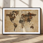 Push Pin World Map Canvas Print | Framed Travel Tracker Wall Art
