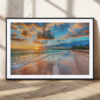 Sunset Beach Canvas Wall Art | Tropical Triptych Seascape Print