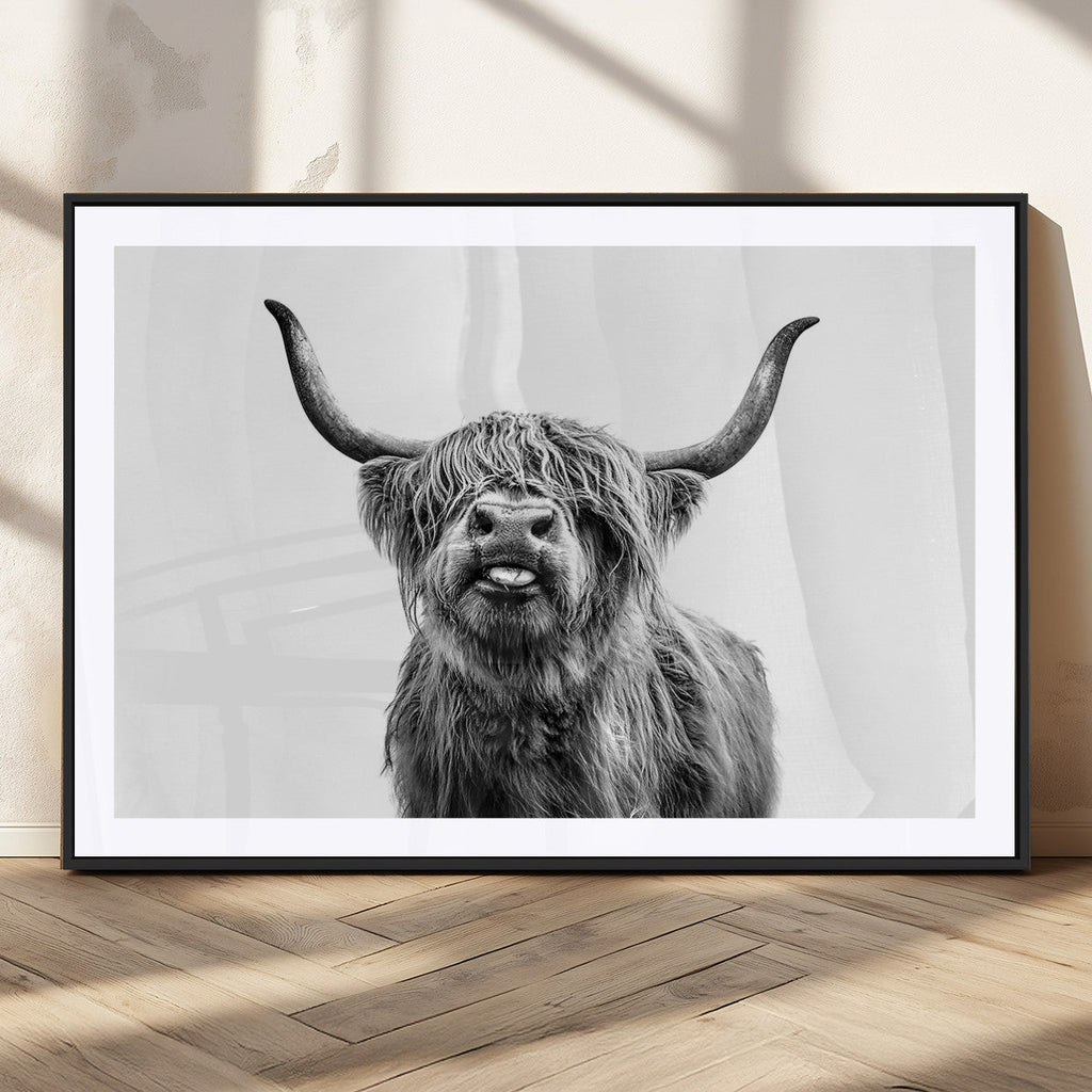 Fanny Scottish Highland Cow Cattle Art Print Farmhouse Wall Art Canvas Print