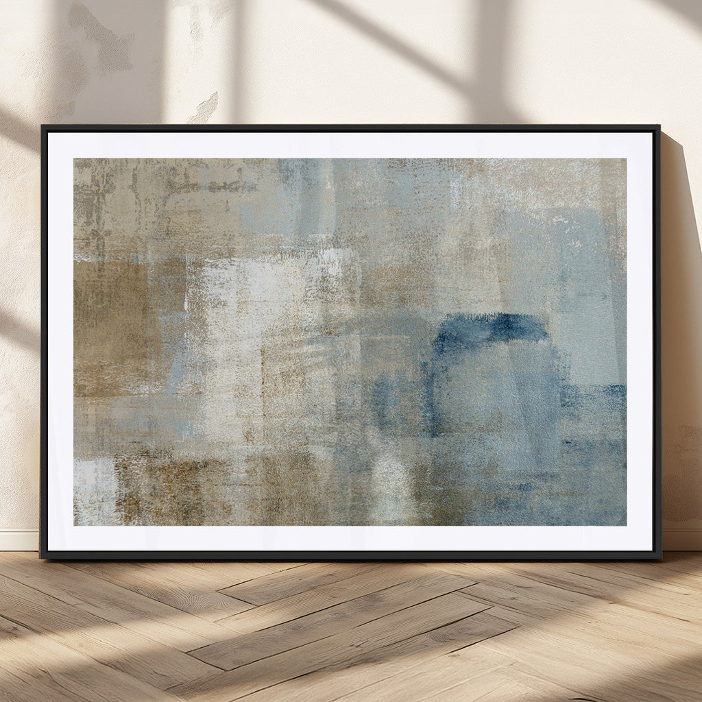 Abstract Blue and Beige Wall Art, Modern Minimalist Canvas Print Set