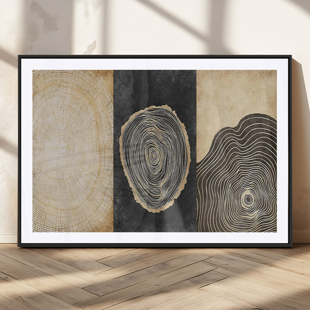 Tree Rings Canvas Wall Art Print, Minimalist Natural History in Modern Decor