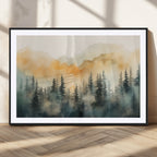 Abstract Forest Print | Mountain Wall Art | Autumn Landscape Canvas Print