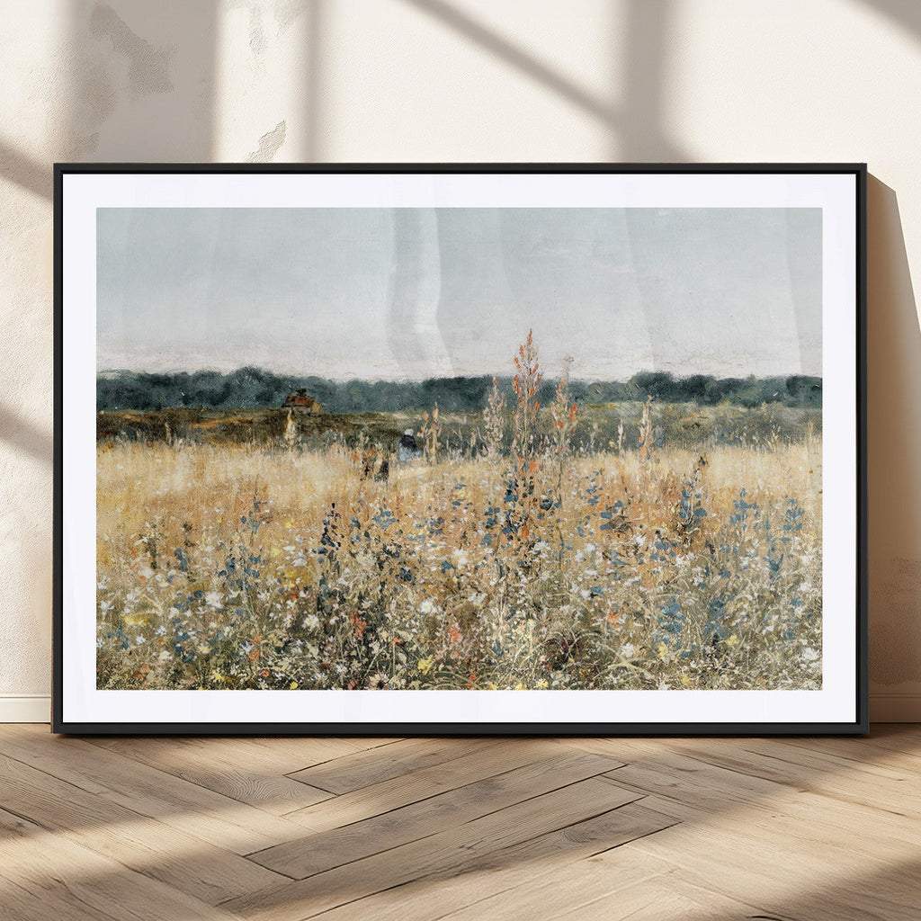 Wildflower Field Wall Art Canvas | Nature-Inspired Landscape Canvas Print for Living Room or Office