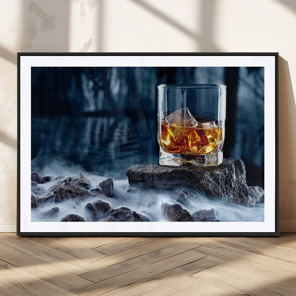 Whiskey Ice Wall Art Canvas Print