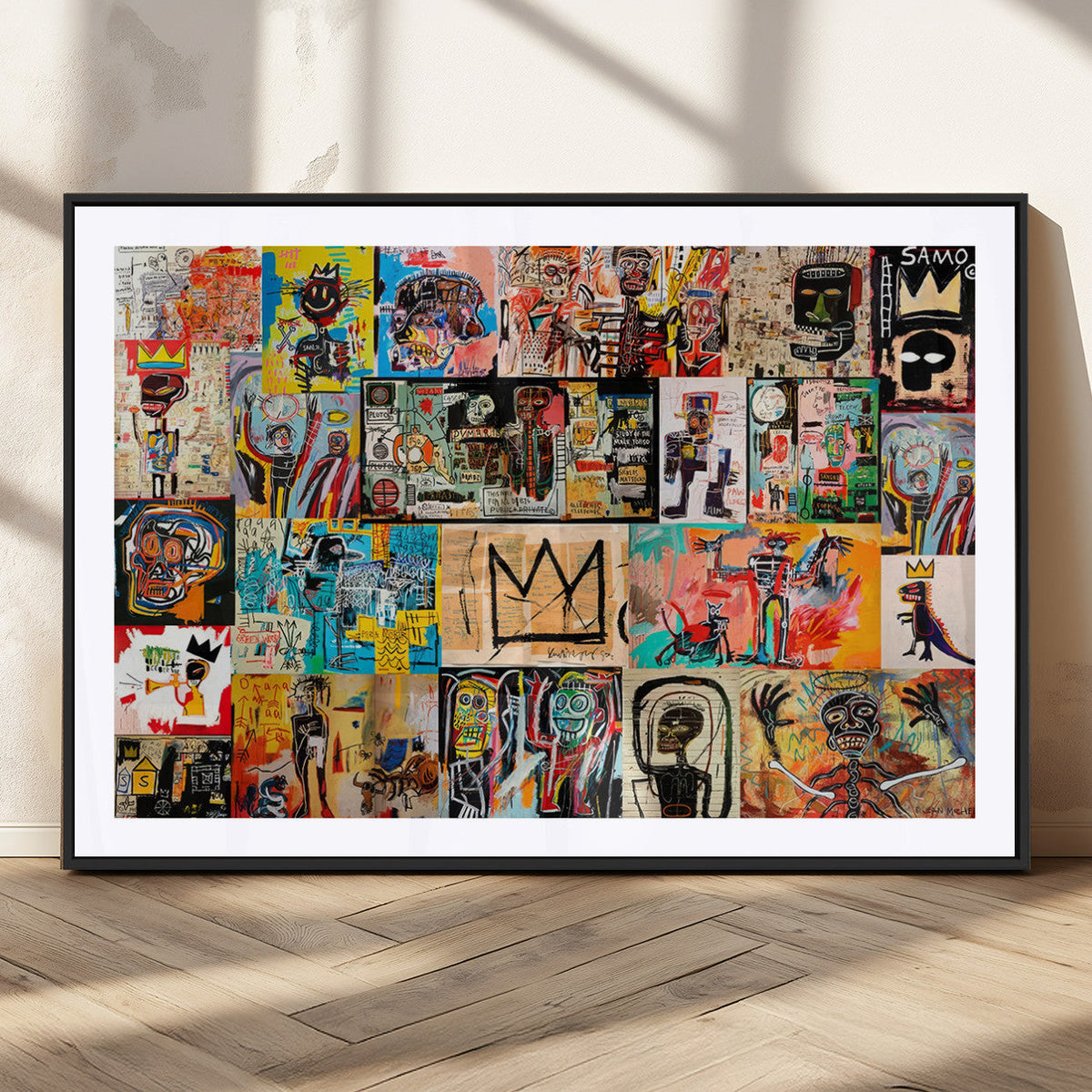 Abstract Art Collage Wall Art Canvas Print, Urban Graffiti Style