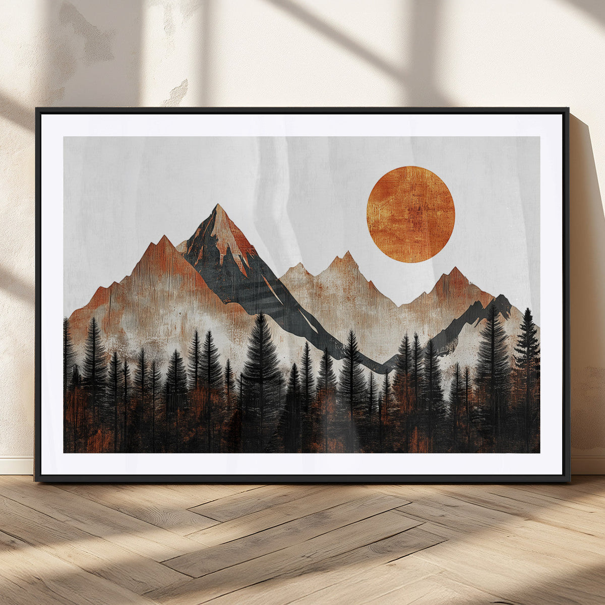 Modern Abstract Mountain Canvas Wall Art Print