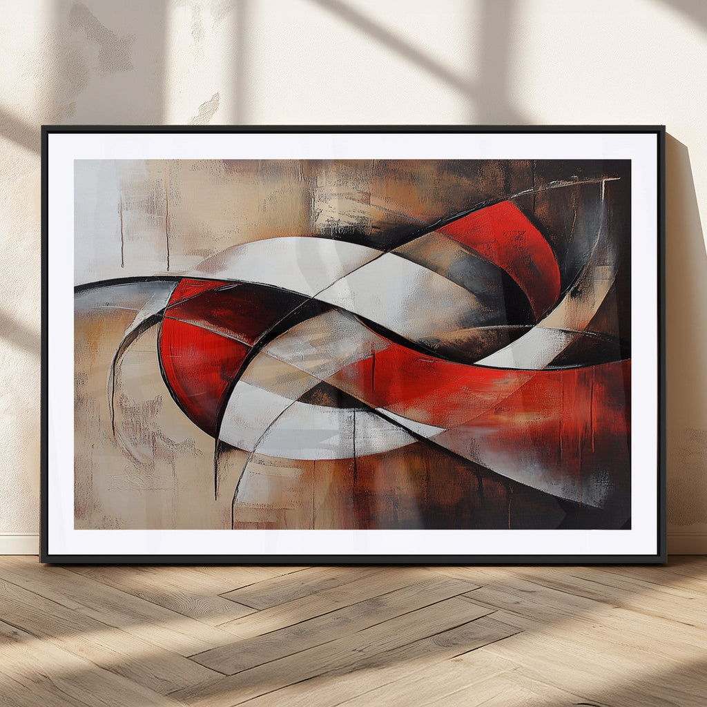 Abstract Wall Art - Modern Red and White Canvas Wall Art