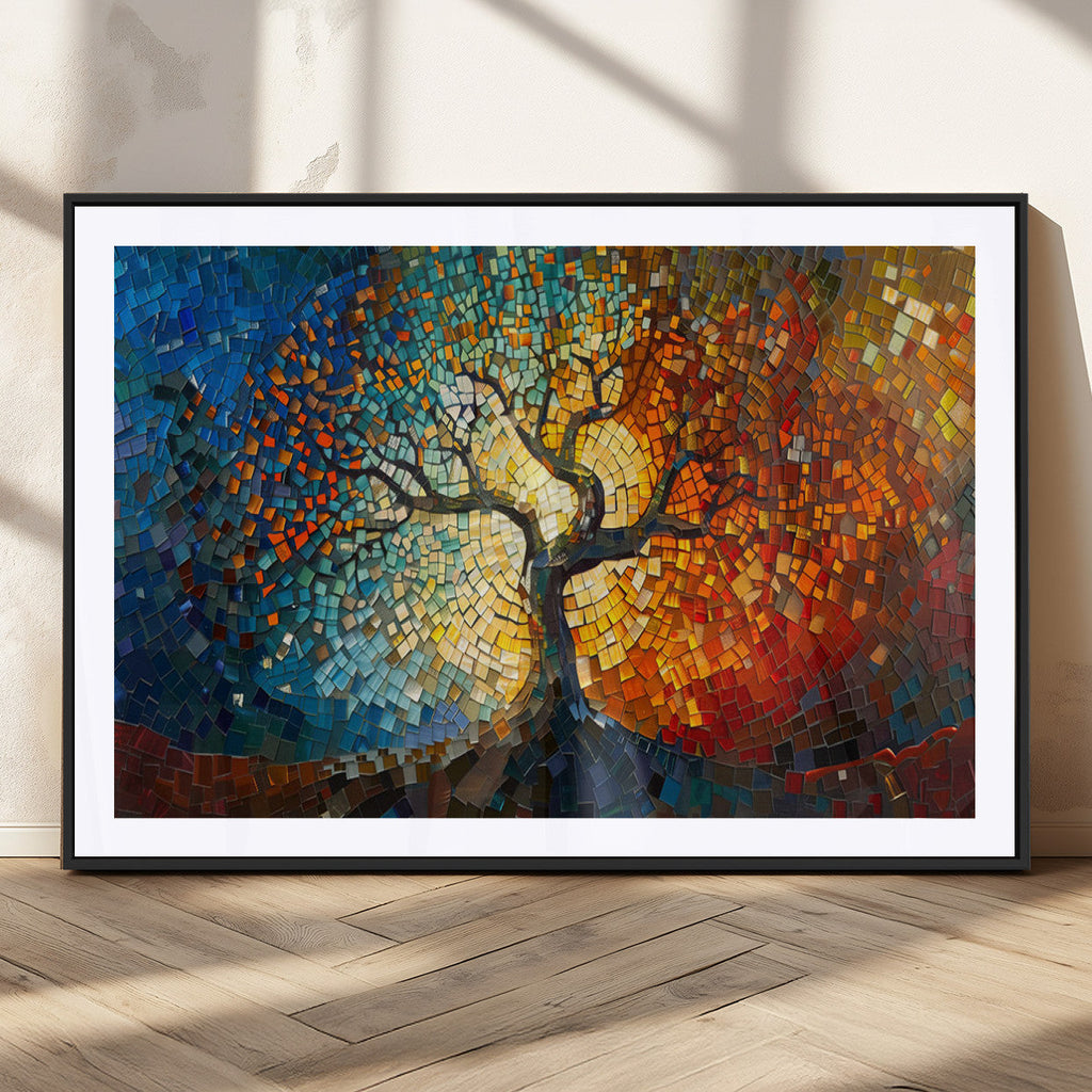 Yggdrasil Tree of Life Mosaic Stained Glass Wall Art Canvas Print