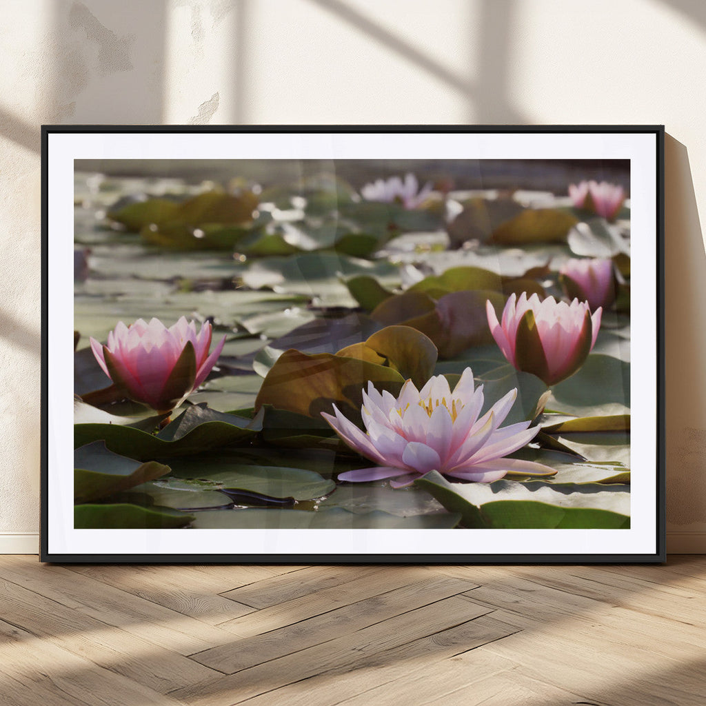 Lotus Flower Wall Art Canvas Print, Water Lily Large Wall Art for Yoga Room Decor