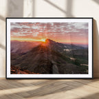 Mountain Sunrise Wall Art | Framed Alpine Ridge Canvas