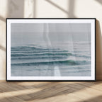 Ocean Waves Wall Art Canvas Print, Framed Surfer Lineup on a Crowded Ocean