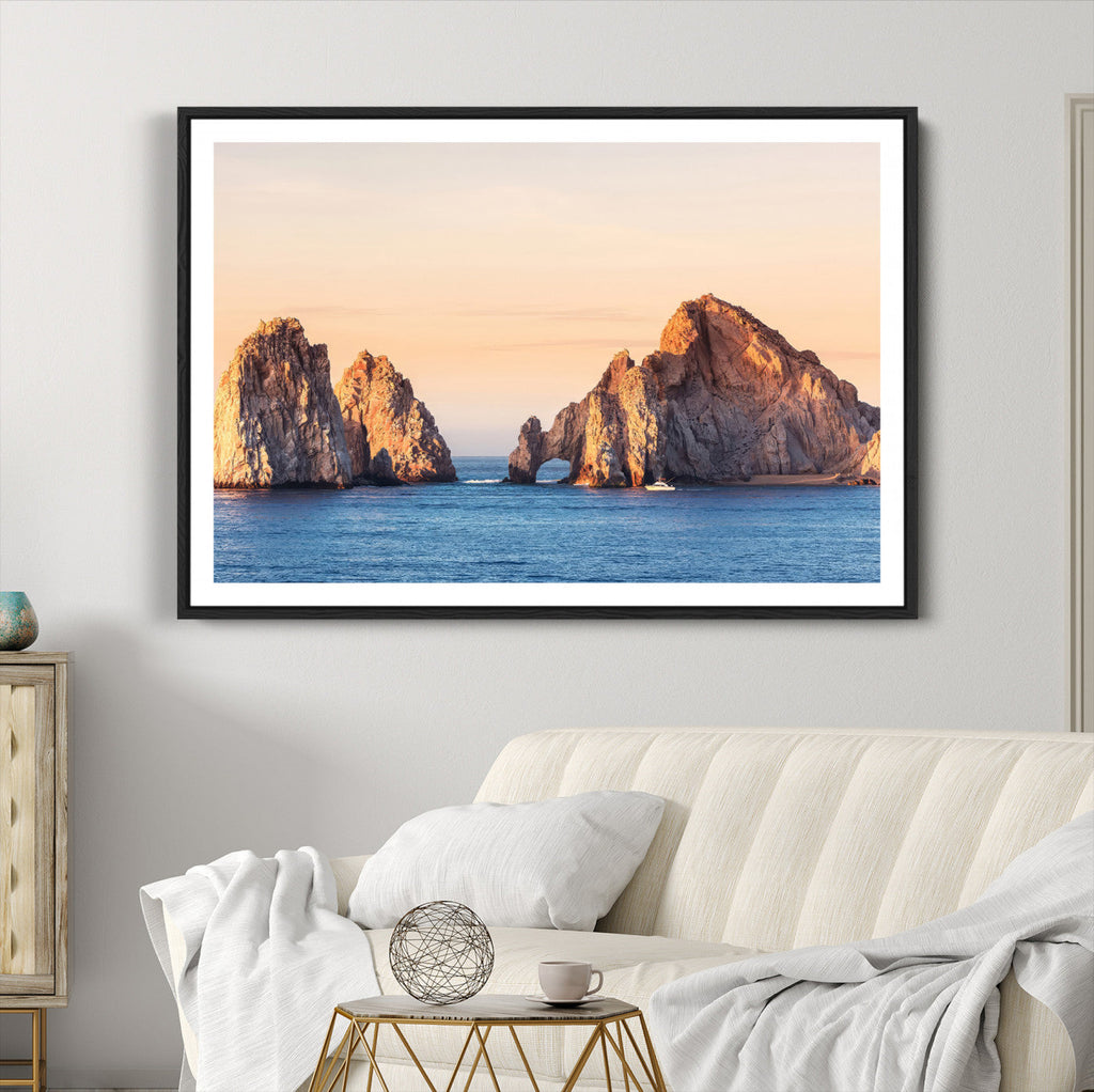 El Arco Wall Art Canvas Print, Framed Cabo San Lucas Ocean Arch Coastal Art