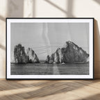Coastal Wall Art | Framed Black White Ocean Canvas Artwork