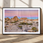 Vibrant Sunset Sky Wall Art Canvas Print, Framed Joshua Tree Desert Artwork
