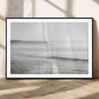 Black and White Seascape Wall Art Canvas Print, Framed Misty Ocean Waves