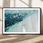Minimal Beach Wall Art Canvas Print, Framed Ocean Swimming Art, Clear Ocean Decor