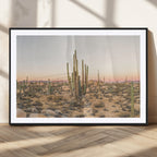 Desert Cactus Wall Art Canvas Print, Framed Baja Desert Art, Pastel Southwestern Decor