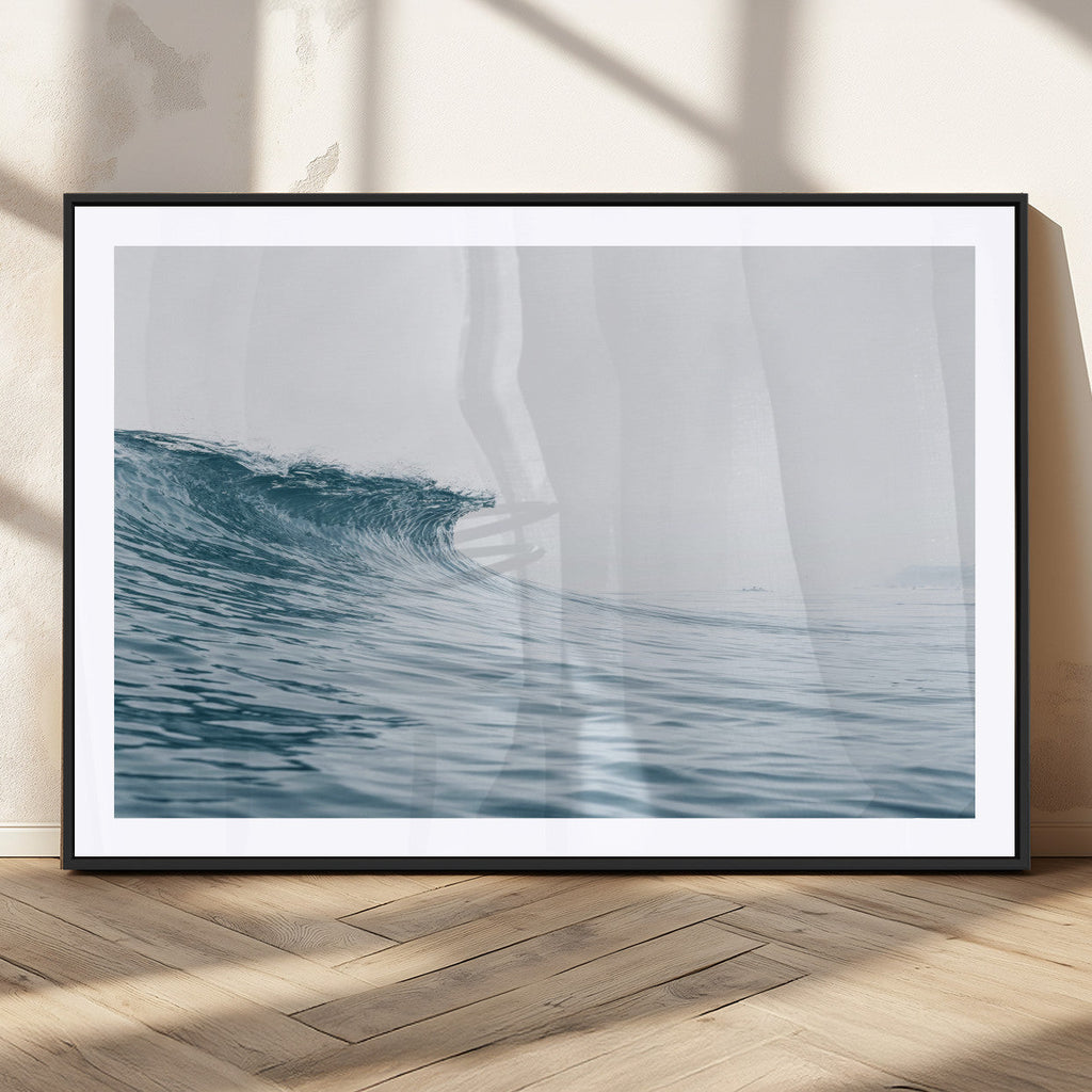 Ocean Wave Wall Art Canvas Print, Framed Coastal Decor Art, Modern Minimalist Ocean