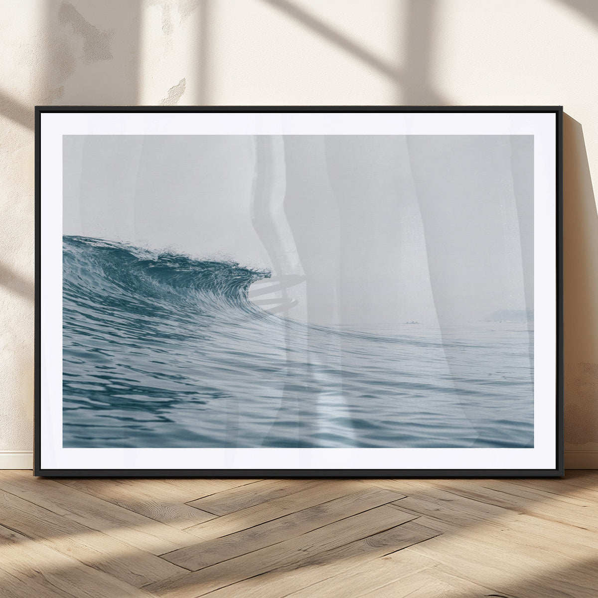 Ocean Wave Wall Art Canvas Print, Framed Coastal Decor Art, Modern Minimalist Ocean