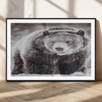 Grizzly Bear Wall Art Canvas Print, Framed Rustic Lodge Art, Wildlife Photography