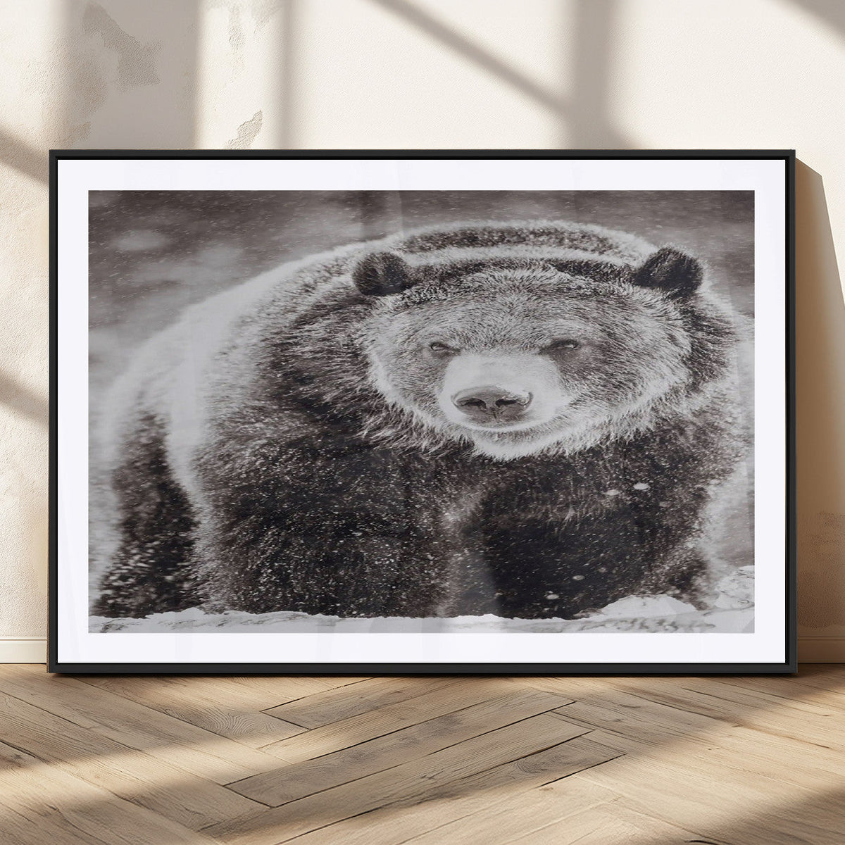 Grizzly Bear Wall Art Canvas Print, Framed Rustic Lodge Art, Wildlife Photography