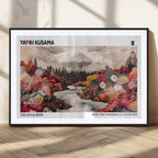 Modern Japanese Wall Art Canvas Print, Framed Abstract Mount Fuji Art, Yayoi Kusama Japanese Landscape
