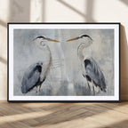 Heron Wall Art Canvas Print, Framed Bird Canvas Decor, Nature Inspired Coastal Art
